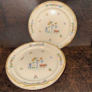 Set of 4 International China Heartland 7” Cottagecore Farm Salad Plates #7774